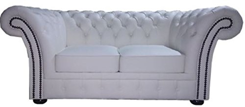 Casa Padrino Chesterfield Echtleder 2er Sofa Weiß 170 x 90 x H. 80 cm - Luxus Kollektion