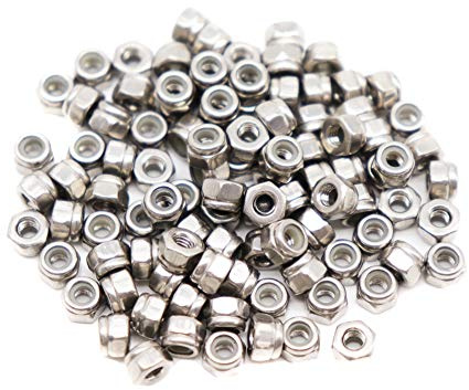 binifiMux 100pcs M2 x 0.4mm 304 Stainless Steel Nylock Self Locking Nuts