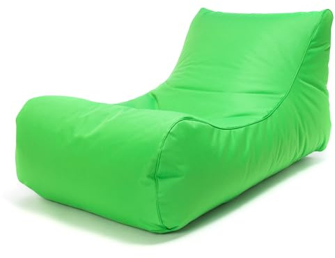 Ecopuf Master sittsäck, utomhus solstol, schäslong, XL, saccosäck med sidoförvaringsväska, vattentät med fyllning, 115 x 65 x 60 cm, grön