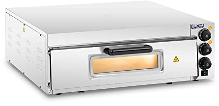 Royal Catering Horno De Cocina Para Pizza Eléctrico RCPO-2000-60-1 (Con piedra de cordierita, Temperatura hasta 350 °C, Pizzas hasta Ø 60 cm)