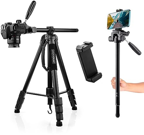 Treppiede MOJOGEAR 3 in 1 da 179 cm: treppiede, monopiede e braccio orizzontale per scatti dall'alto - con supporto per telefono e borsa per il trasporto del treppiede