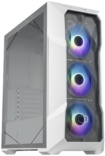 Cooler Master TD500 Mesh V2 Vit Mid-Tower-fodral, Polygonal Mesh, 3 x 120 mm ARGB-fläktar, USB Gen 2 Typ C