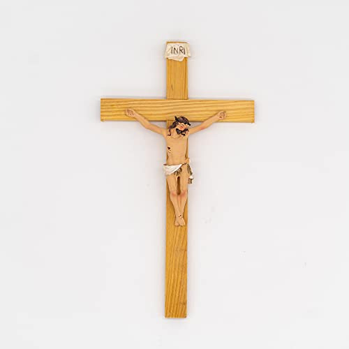 Holy Family Crocifisso in legno da parete con Cristo - Disponibile in tre misure - Crocifisso da muro (25 cm)