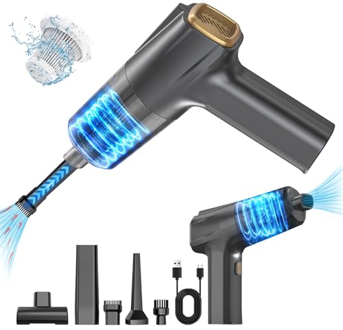 DERJLY Mini Auto Kabellos Handstaubsauger: USB Aufladbar Stark Lithium Ionen Akku Portable Handheld Staubsauger - 3 in 1 Autostaubsauger Mit Led Lampe