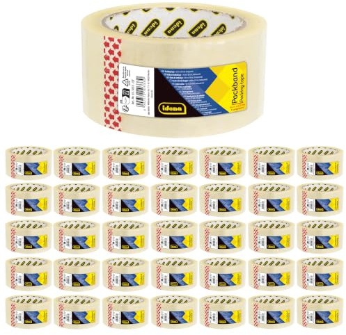 Idena 60063 - Ruban adhésif transparent, 50 mm x 66 m, 36 rouleaux de ruban adhésif silencieux, idéal pour les déménagements et les expéditions