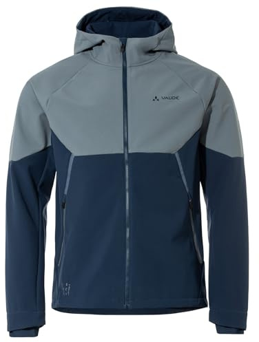 VAUDE Softshell Fahrradjacke Herren Qimsa – Wasserdichte & atmungsaktive Softshelljacke Herren, reflektierende Details, ideal fürs Radfahren im Herbst & Winter - in Grau, Größe: M