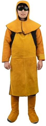 Combinaison De Protection Pour Soudeur Protège-pieds En Peau De Vache Chapeau Anti-brûlure Tablier De Soudure Protecteurs De Manches
