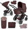 ABC Design Kinderwagen Set Salsa 5 Air Umbra - 2in1 Kombi-Kinderwagen ab Geburt mit Luftreifen & Federung, großer Babywanne, Winterfußsack, Wickeltasche & 2 Sitzeinlagen