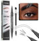 Microblading Augenbrauenstift, 2-in-1 Dual-Ended Magischer Augenbrauenstift mit 2-Zinken-Micro-Gabelspitzen-Applikator & präziser Pinselspitze, Natürlicher Langlebiger (#5 Schwarz)