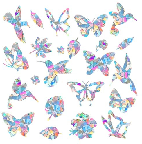 38 Stück Sonnenfänger Sticker, Fensteraufkleber Vogelschutz, Regenbogen Fensterfolie Regenbogeneffekt, Fenstersticker Prisma, Regenbogen Sticker Fenster, Sonnenfänger Aufkleber, Für Zuhause, Geschäfte