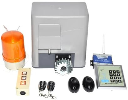 LVSEWOA Motore per cancello Scorrevole, Kit Motore per cancello Scorrevole da 600 kg con 2 telecomandi, operatore per cancello, apriporta Automatico, Set di motorizzazione per cancello remoto (Kit 1)