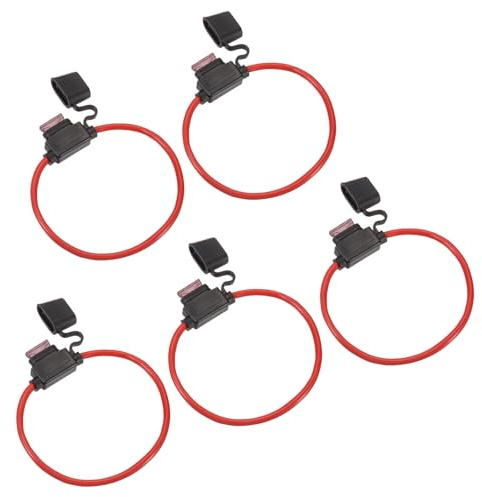 DMiotech 5 Pezzi Portafusibile InLine DC 32V 10 AWG Portafusibile A Lame Impermeabile 40A Per Auto, Barche, Camion, Moto Marrone