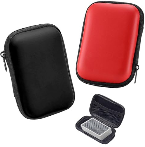 2Pcs Portable Waterproof UNO Card Game Case - Compact & Shockproof EVA Storage Box, UNO Case Cards, Playing Card Case, UNO Tin, Playing Card Box, for Cables & Small Accessories (Red&Black)