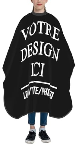 Cape Coiffeur Personnalisable pour Enfants Cape de Coiffure Personnalisée Avec Photo, Texte ou Nom – Tablier Coiffeur Personnalisé Cadeau Amusants pour Enfants pour Maison et Salon de Coiffure