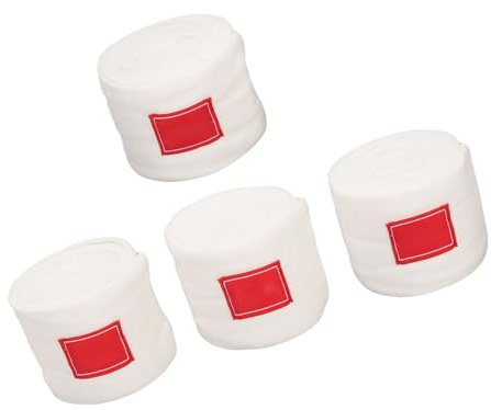 Fabater Pack de 4 Bandages en Polaire Douce, Bandages Complets pour Jambes de Cheval pour Diverses épreuves équestres (White)