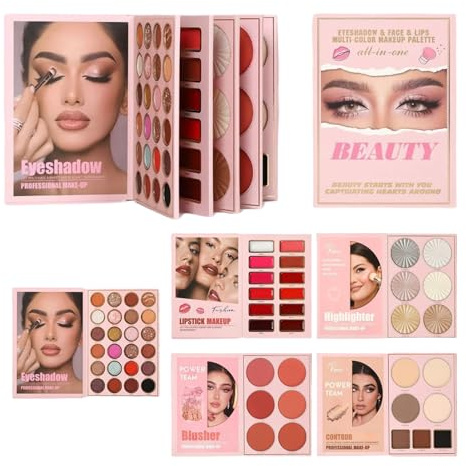 Makeup Book Palette | 55-Color High Pigmented Glitter,Colorful Blush Face Eye Makeup Pallet,for Girls Teens Birthday Christmas Party Holiday Wedding Dating Shopping School Stage