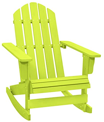 SKTQYQO Sedia a Dondolo Adirondack in Legno di Abete Massello Verde per Esterni, Struttura Robusta e Design Ergonomico, 70x91.5x92 cm, Capacità di Carico 110 kg, Resistente agli