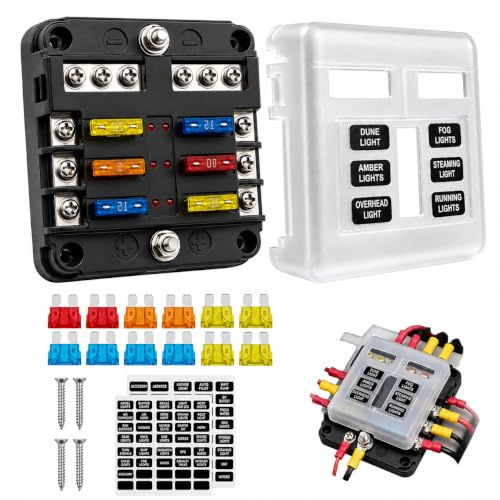 6 Voies Boîte à Fusibles 12V,Blocs Fusible Lame