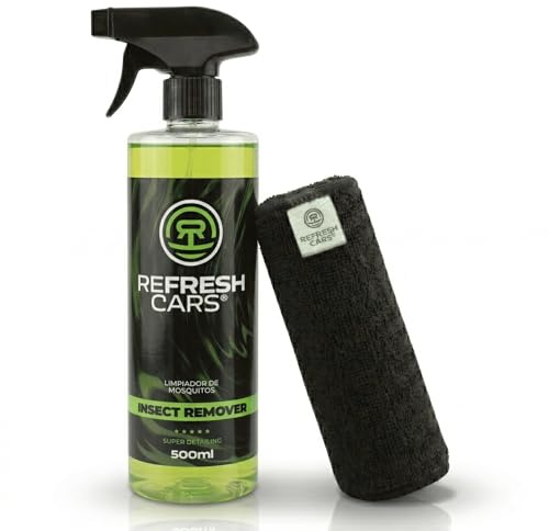 Refresh Cars Limpiador de Insectos y Excrementos de Aves y Pájaro 500 ml – Quitainsectos Coche y Moto, Elimina Resina y Mosquitos, Seguro con Pintura y Cristales, Incluye Bayeta Microfibra