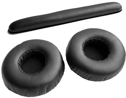 Ersatz-Ohrpolster und Kopfbügelpolster, Reparaturteile für AKG K450 H451 K452 Q460 K480NC Kopfhörer, Schwarz (Kopfband + Ohrpolster)