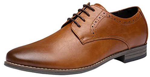 Jousen Men's Oxford Business Dress Shoes Formal Yellow Brown Oxford Wingtip Lace Up Dress Shoes(A5A093 Yellow Brown 11.5)