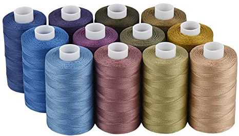 Simthread Filo per trapuntatura in cotone per macchina da cucire domestica, 12 colori jeans, 500 m