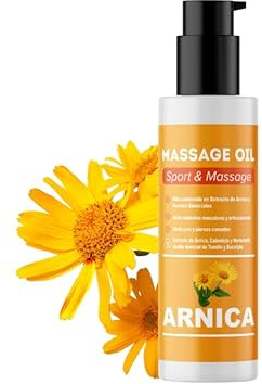 QKnatur - ARNICA - Aceite para masaje con extracto de Arnica, Calendula y Hamamelis - Recuperador muscular - Efecto relajante para dolores musculares, espalda, pies, rodilla, articulaciones (100 ml)