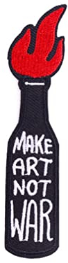ulricar Burning Bottle Embroidery Sticker New Cloth Sticker Punk Personality Skull Embroidery Patch Sticker DIY Ripped Jacket Film Ironing Print Sticker for Jacket Backpack, Black, (WXD-YF15)