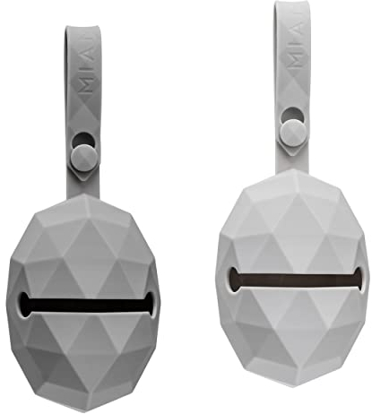 MiaMia Schnullerbox Set Silikon - 2x tragbare Schnullertasche für Kinderwagen, Aufbewahrungsbox für alle Schnuller Modelle, BPA-frei - Grau