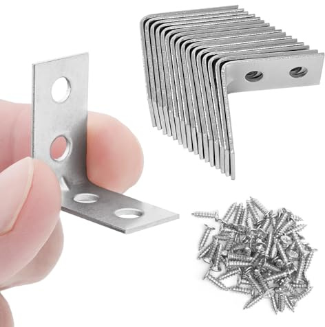 Angle Brackets for Wood Corner Bracket 16 Pcs Galvanised L Shaped Brackets for Fixing and Repairing Small Shelves, Windows, and Cabinets | 25mm x 25mm