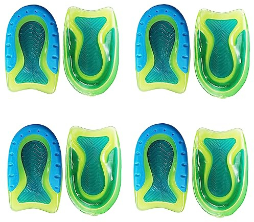 Kinder-Fersenschalen für Fersenschmerzen, Sport, stoßdämpfende, leichte Gel-Ferseneinlagen für Kinder mit empfindlichen Fersen, Fersensporn, Plantarfasziitis oder Knöchelschmerzen (4 Paar, Kindergröße