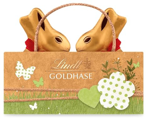 Lindt Schokolade | GOLDHASE Tasche Nature Edition | 100g | Tasche mit 2 x 50g GOLDHASE aus Vollmilch-Schokolade | Osterschokolade | Schokoladengeschenk für Kinder & Erwachsene