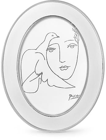 SWTHONY Ovaler Bilderrahmen mit hochauflösender Glasfront, 12,7 x 17,8 cm, silberfarben