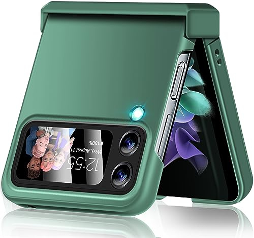 Handyhülle für Samsung Galaxy Z Flip 3 Hülle Ultra Dünn Leicht PC Schutzhülle Galaxy Z Flip 3 5G Klapphülle Slim Kratzfest Firma Flip Case für Samsung Z Flip 3 Tache Cover (Grün)