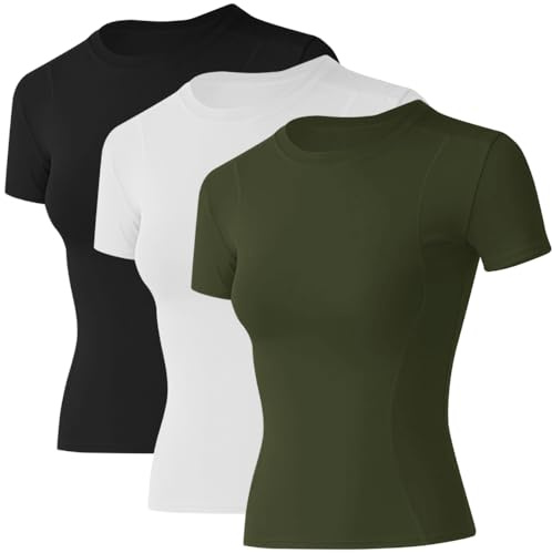Loovoo Womens Basic Tops Fashion Trendy Tops Tight Fitted Clothing Fitness Ladies Sets Girls Summer Cute T-Shits