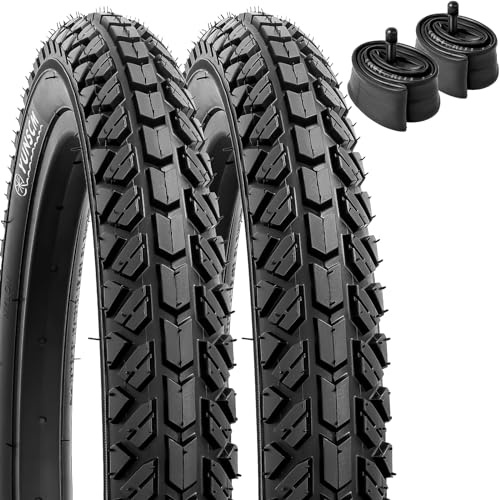 YunSCM 2PCS Faltbarer 16 Zoll Reifen 16x1.95 Mantel 54-305 Plus 2Pcs 16Zoll Schlauch AV32mm Ventil kompatibel 16x1.90 16x 1.95 16x2.0 All-Terrain Directional Tread Fahrradreifen und schlauche
