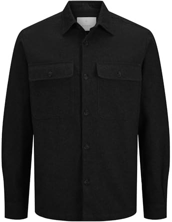 Jack & Jones JPRRAYMOND Blouson uni pour Homme LS SN, Noir Beauty/Fit : Confortable, Taille L, Black Beauty/Fit : Confortable Fit, L
