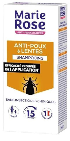 Shampoing Anti-Poux & Lentes Marie Rose 125 ml - Élimination Rapide - Formule Douceur - Cheveux Protégés - Hygiène et Beauté - Le Lot De 3