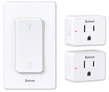 Zoiinet 2-Gang Remote Control Outlet Plug Switches, Upgrade Dual Switch Design, Removable Double Wireless Light Switches, No Wiring No WiFi, 300 ft, 15A/1500W, Expandable, for Household Appliances