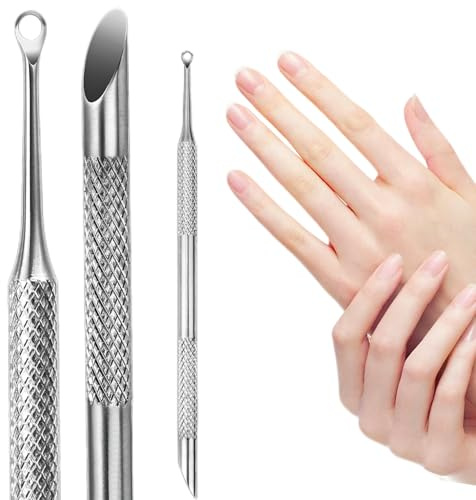 EnweiBingshi Professional Cuticle Pusher Tool - Stainless Steel Dual Head (Loop & Beveled) for Manicure & Pedicure, Gently Lifts & Removes Cuticles, Durable Nail Care Tool for Home Use (2-in-1)
