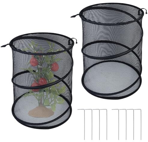 2 Pezzi Cappuccio Protezione Piante,Protezione Solare per Piante,Copertura Orto Pieghevole,Protezione in Rete Anti-Animali per Copertura Vegetale,Arbusti E Alberi Protegge Piante Dai Danni (Nero)