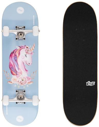 Arrow Board - Skateboard 27,5 Poli per Bambini, Principianti, Ragazzi e Ragazze | Legno di Acero A-Classe NE, Deck Double Kick Concave, Assi Profi | Cruising e Trucchi (Unicorno Dolce)