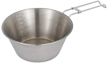 FOYTOKI Bol Pliable de Camping en Acier Inoxydable 304, Grand Format 550 Ml avec Poignée Rabattable, Bol Multifonction pour Barbecue, Randonnée et Repas en Plein Air