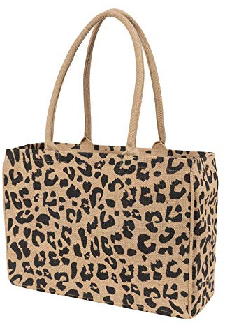 KAF Home Jute Market Tote Bag with Handles (Leopard)