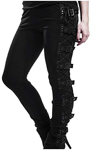 riou Pantalón Deportivo de Mujer Gótica de Moda Pantalones pitillo Negros Retro Medieval Punk Pantalones Largos Pantalones de Deporte Yoga Fitness Jogger