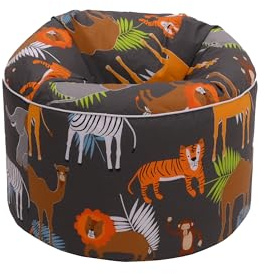Ready Steady Bed Kids Bean Bag Chair | Toddler bean bag with Filling | Indoor Child Safe Seat For Playroom | Ergonomically Designed Children Furniture | Comfortable Kids Round Beanbag (Africa)