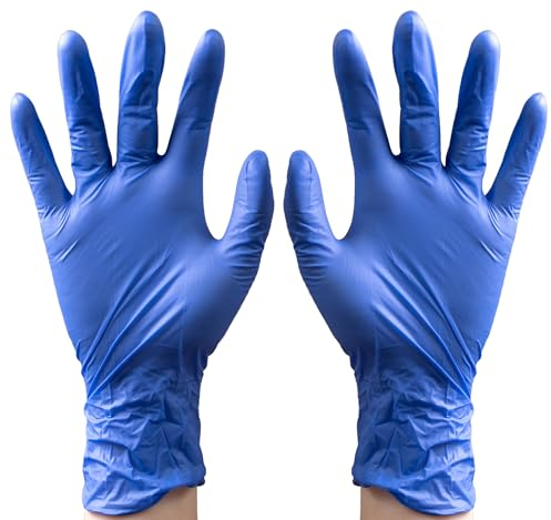 CHEF ROYALE Lot de 100 gants chirurgicaux en vinyle sans latex sans poudre - Multi-usage - Pour la préparation des aliments - Bleu - Quantité en vrac disponible (100, L)