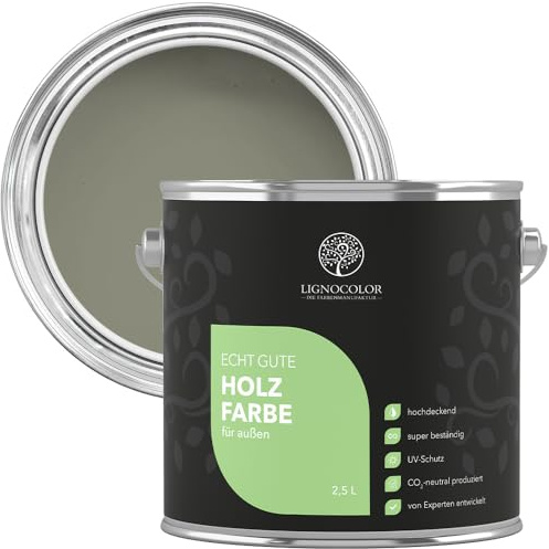 Lignocolor Holzfarbe Außen matt | wetterfeste Farbe für den Außenbereich (Olive matt, 2,5L) | hochdeckend & hochbeständig