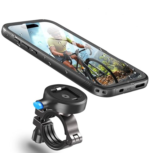 Cozycase 1s 1-Klick Vattentät Telefonhållare Cykel/MC För iPhone 16 Pro | Anti-Stöld Telefonhållare för Styre Passar Cykel Motorcykel MC Bike Phone Mount Holder Mount Landsväg Terräng Starthållare