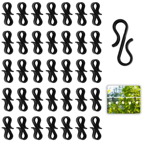 HexinYigjly 130 ganci a S in plastica nera per grondaie per luci natalizie da esterno, resistenti per ghiaccioli, fate e decorazioni per tetti, resistenti alle intemperie